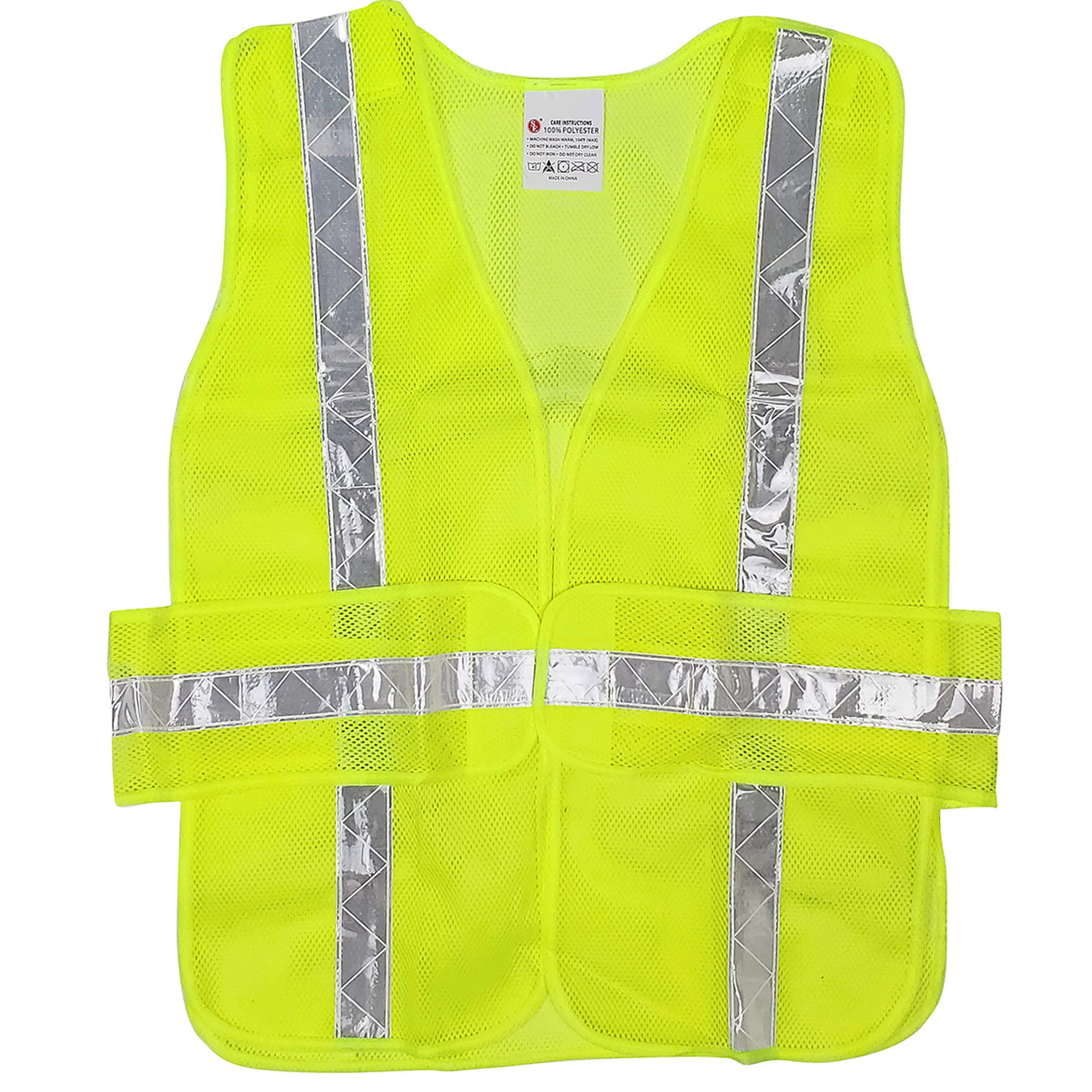 2 Pc Safety Vest High Visibility Reflective Stripe Arrow Neon 5 Point Separation