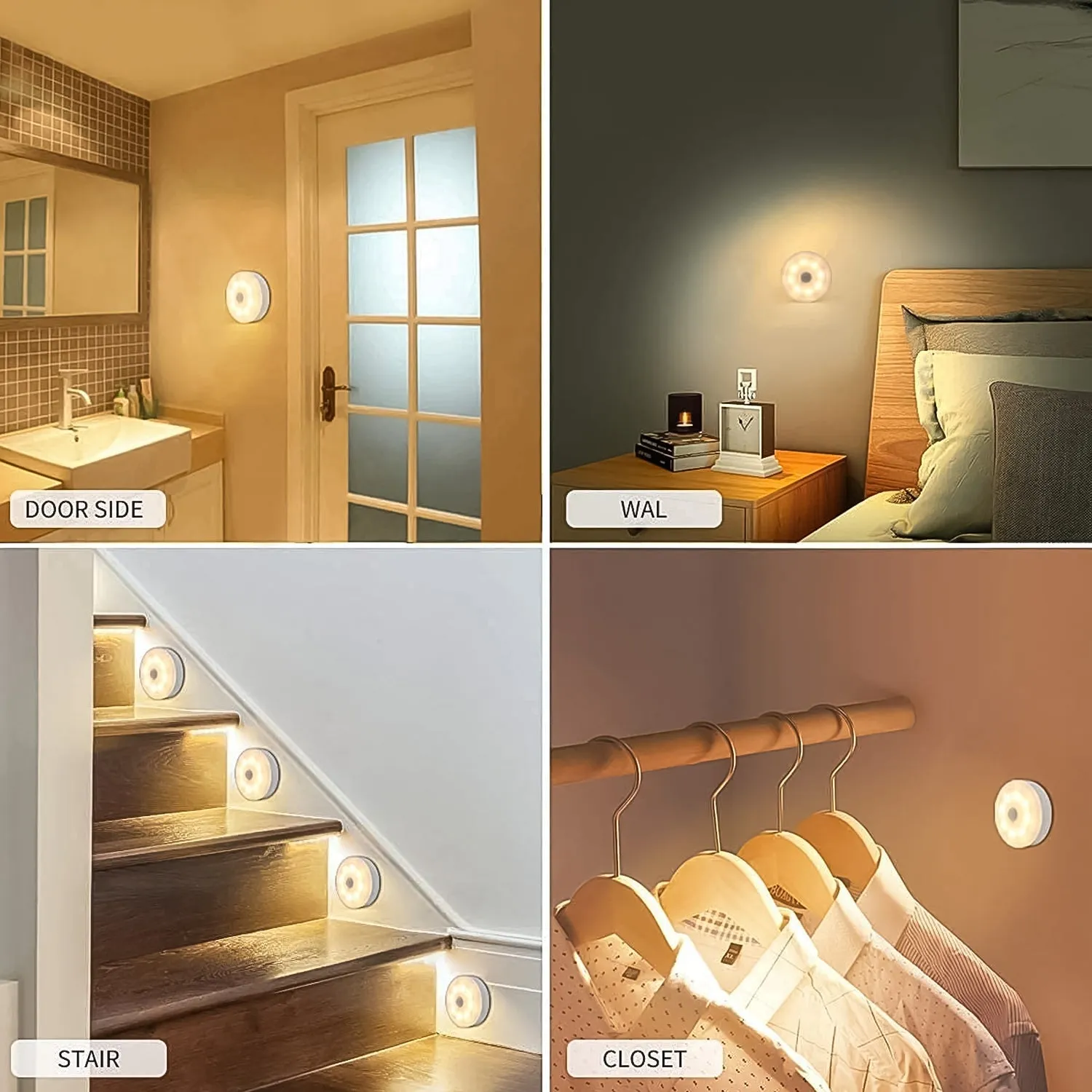 8 LED Night Lights With USB Charging & Double-Sided Adhesive Pads(1 Pc)