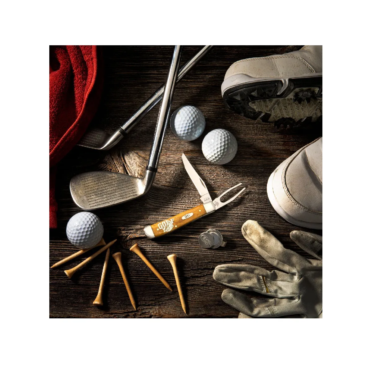 CASE KNIVES GIFT SET GOLFERS TOOL ANTIQUE BONE