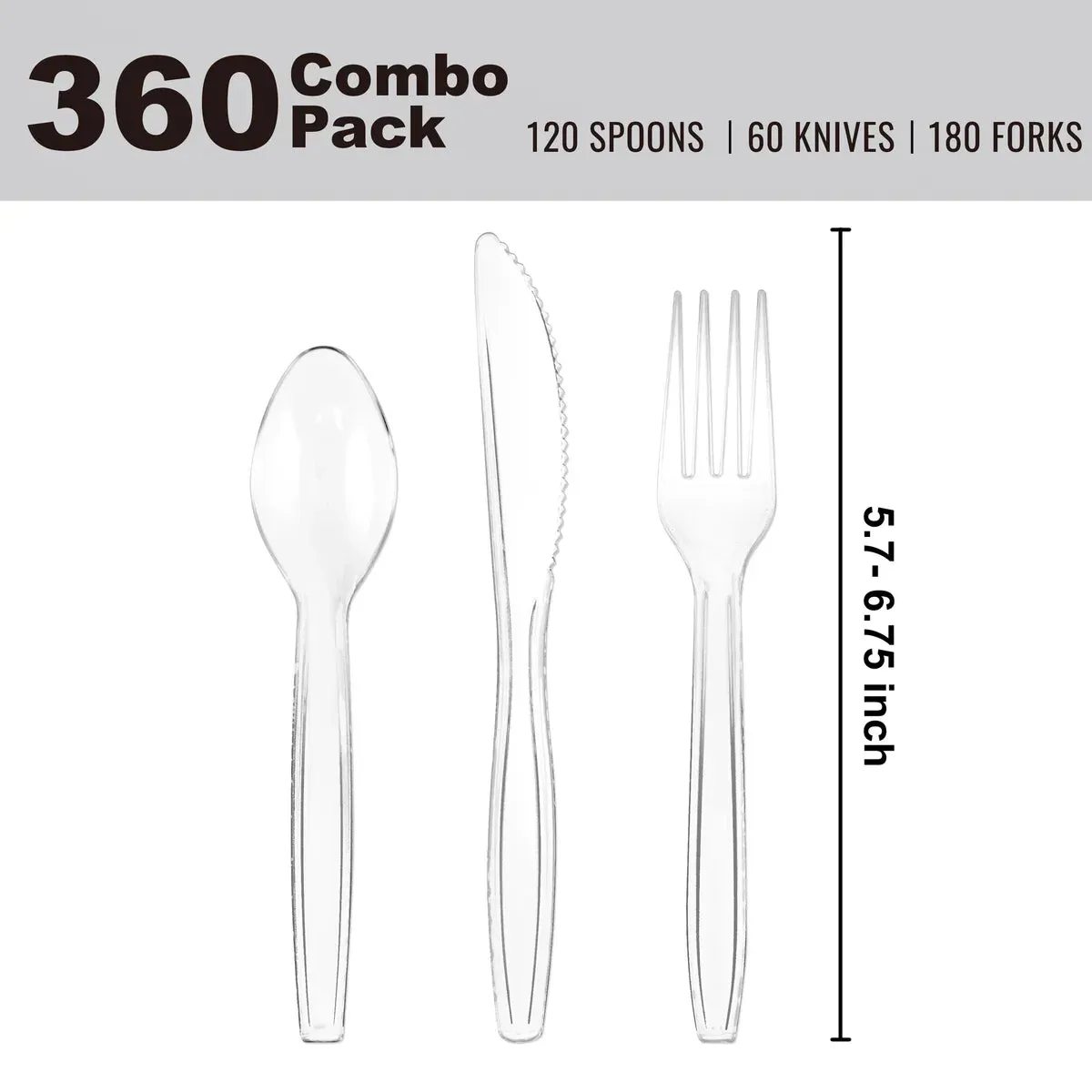 Clear Disposable Cutlery  Set 360 Pcs