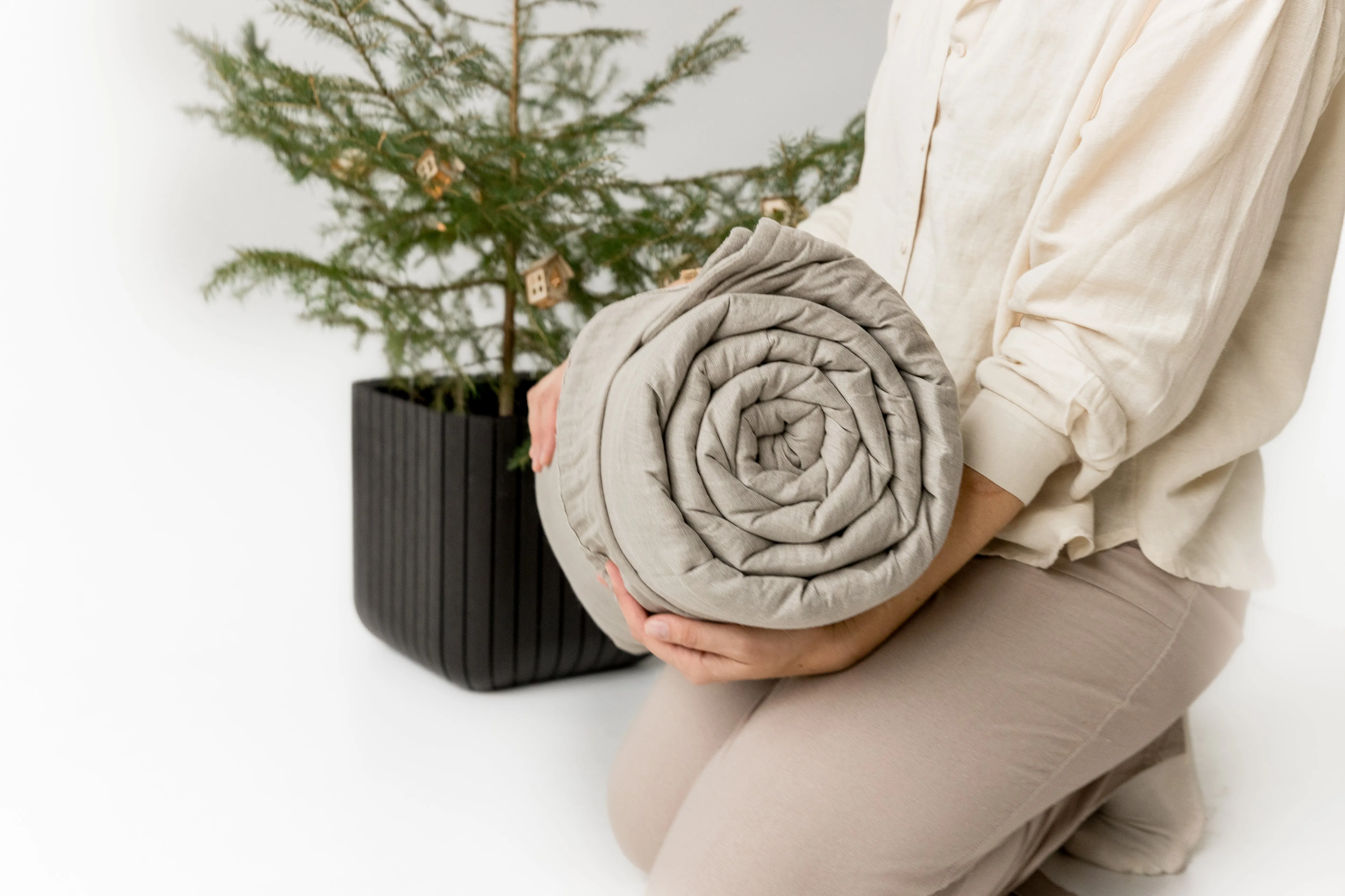 Organic HEMP Sleeping bag in Linen fabric filled Organic Hemp fiber filling blanket, hand made Gift for camping