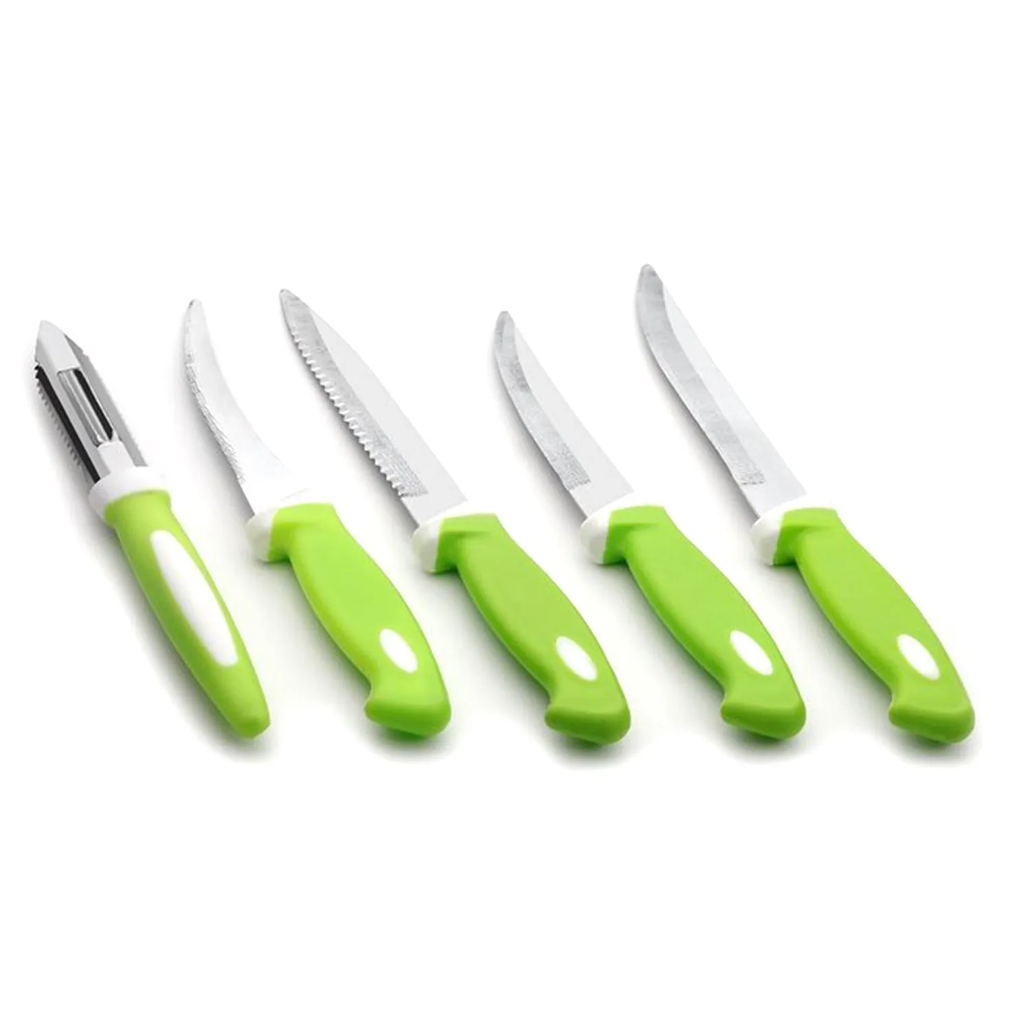 Stainless Steel Knife & Peeler Set with Stand - 6 Pcs
