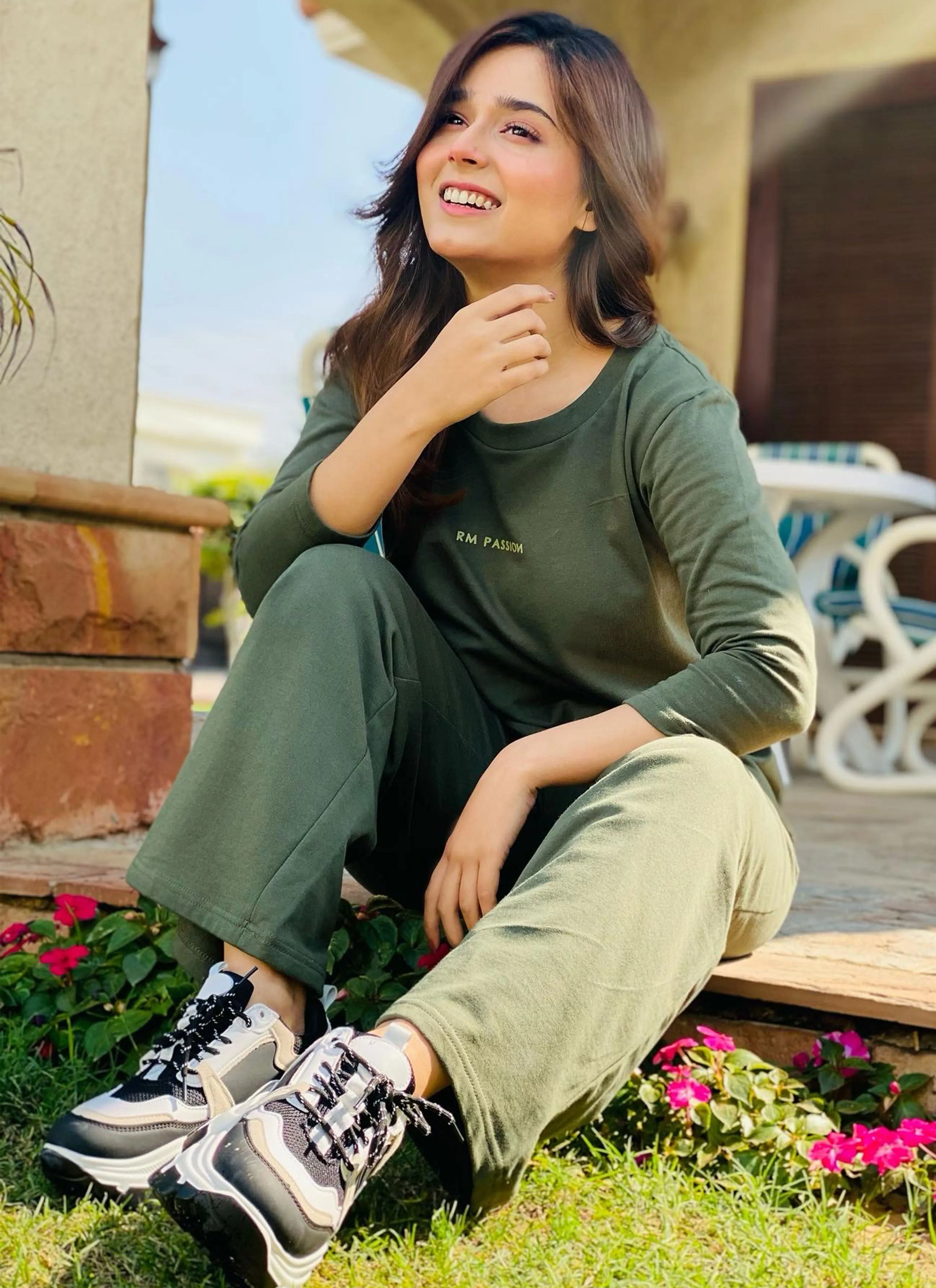Women Co-ords Top / Bell Trouser ( Green )