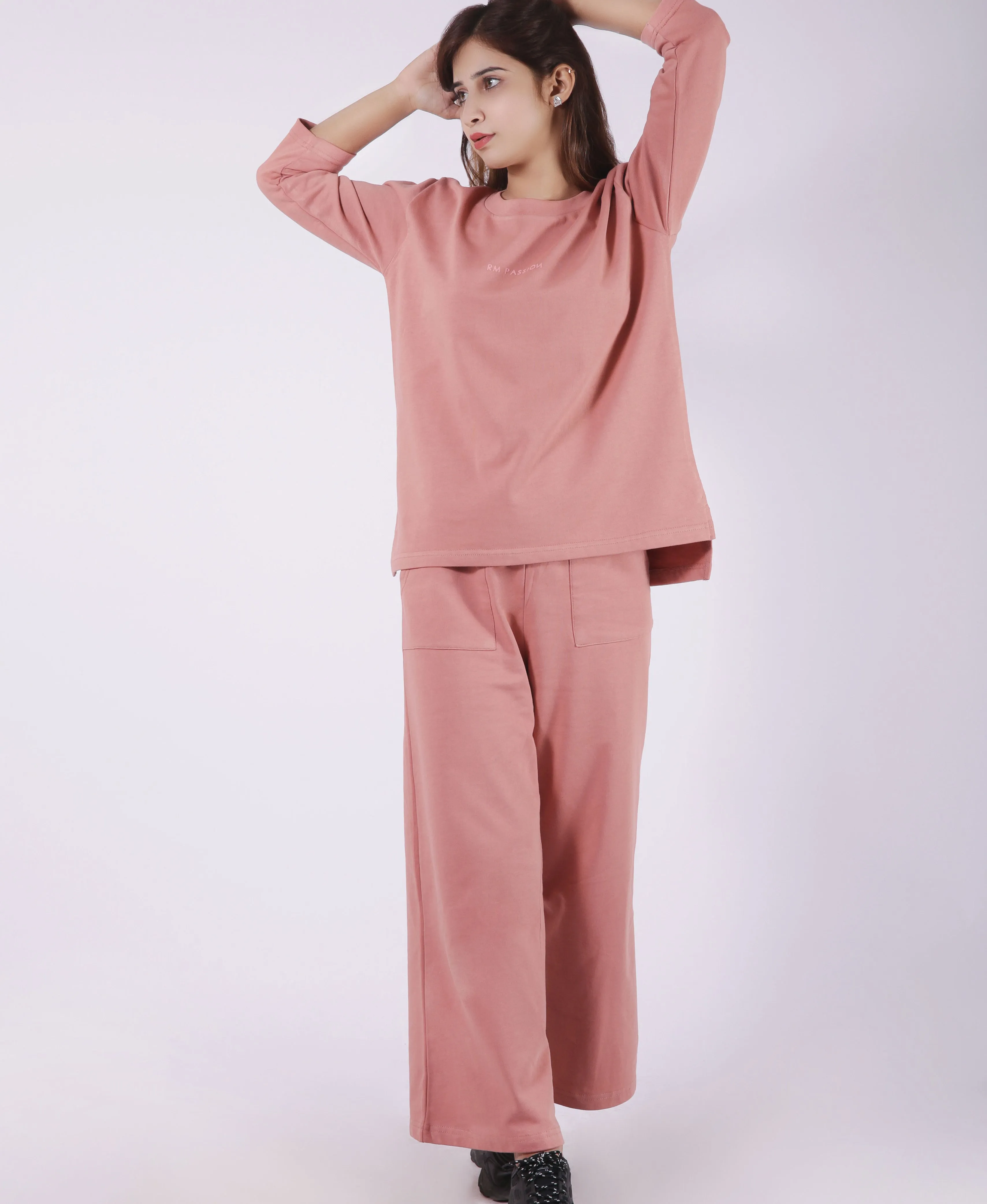 Women Co-ords Top / Bell Trouser ( Pink )