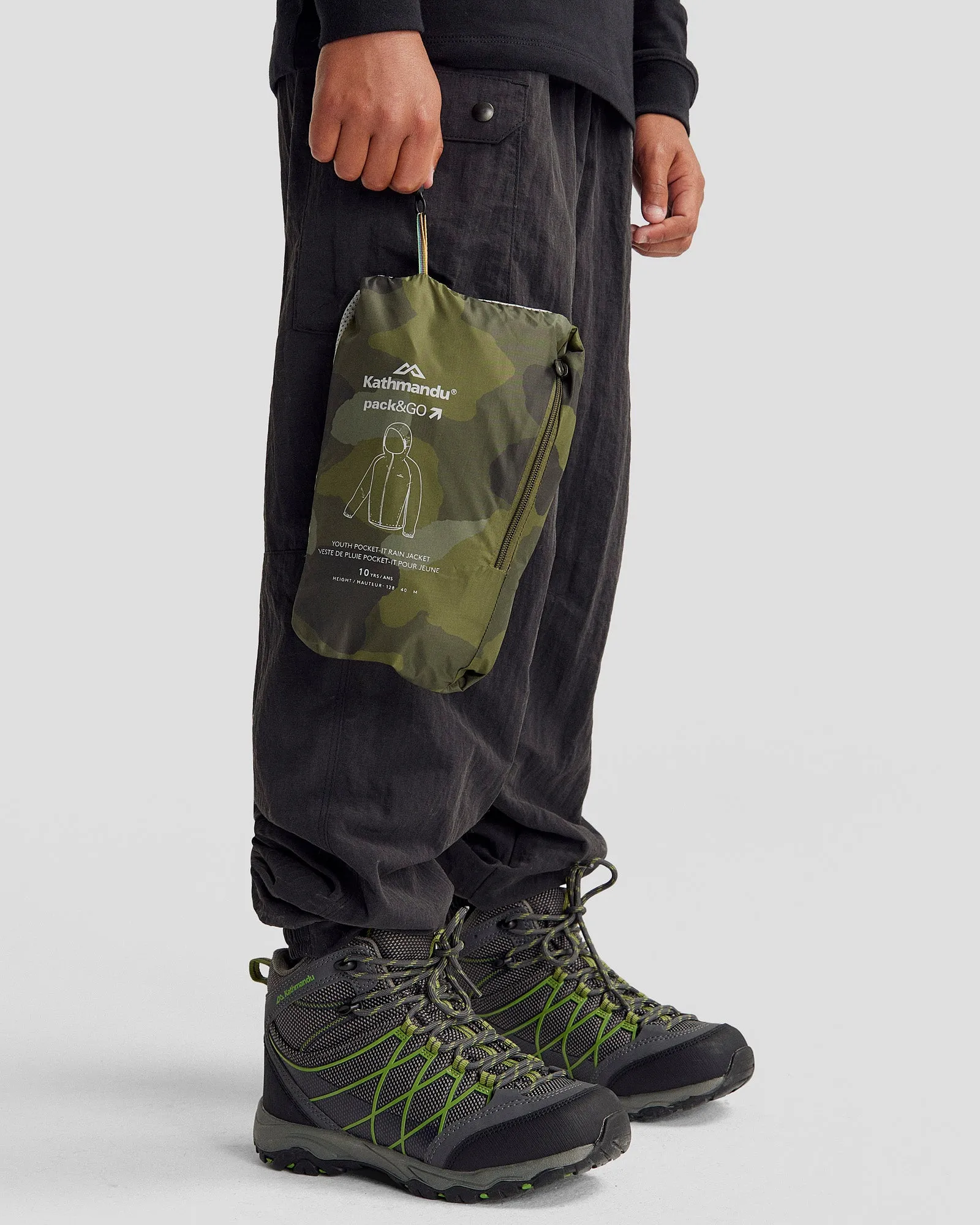 Youth Pocket-it 2-layer Rain Jacket - Light Moss Tree Camo Print